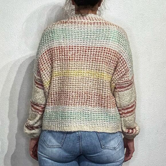 Adora Rory Striped Chunky Knit Oversized V-Neck Sweater Sz M - Picture 9 of 11